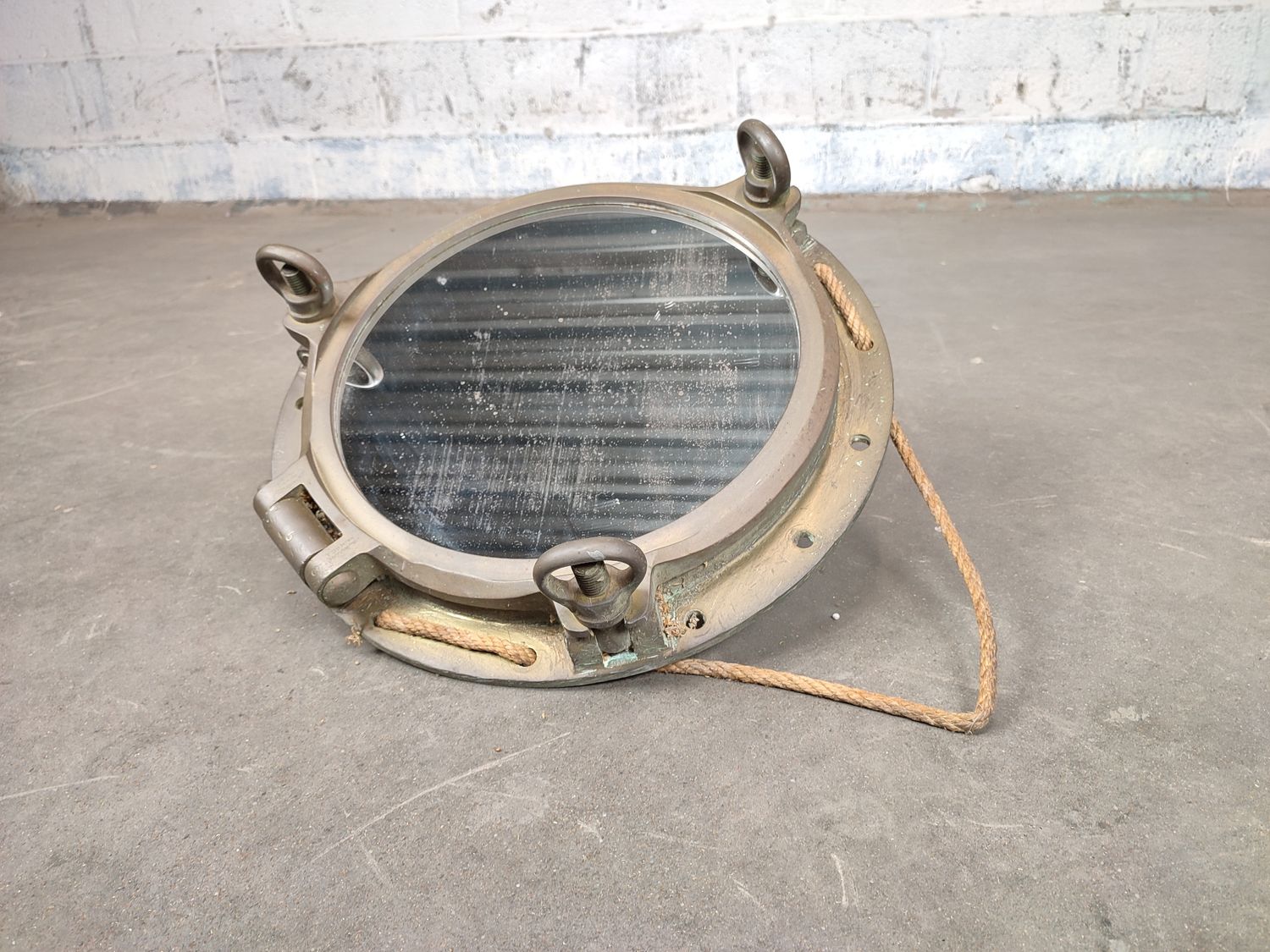 Antique brass ship&#39;s porthole