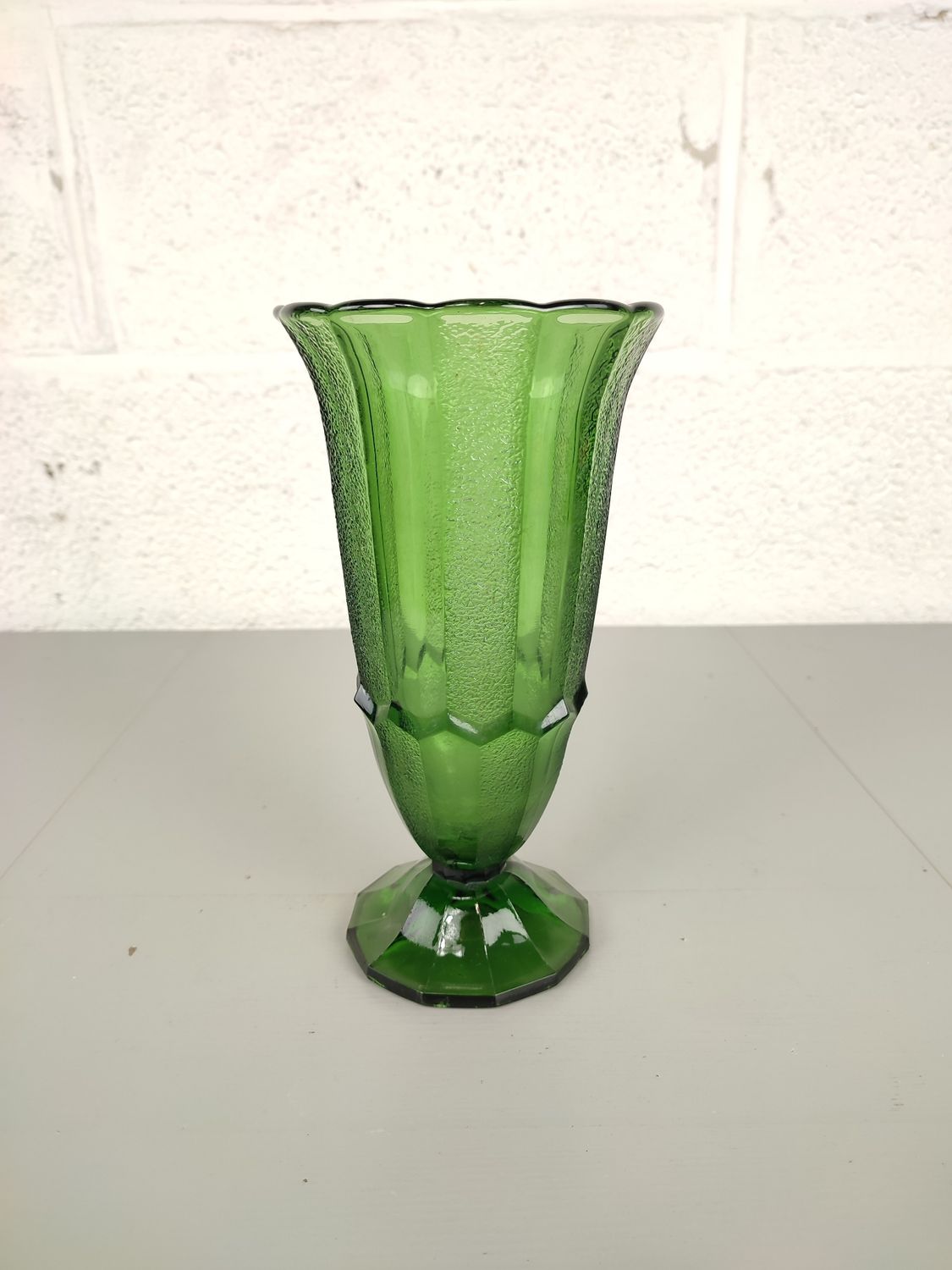 Pressed glass art deco vase
