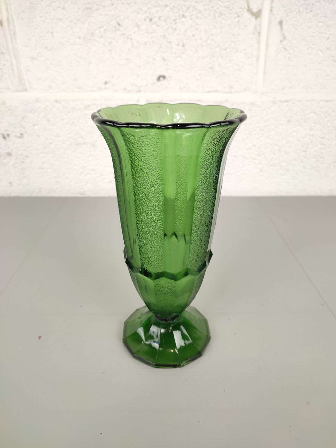 Pressed glass art deco vase