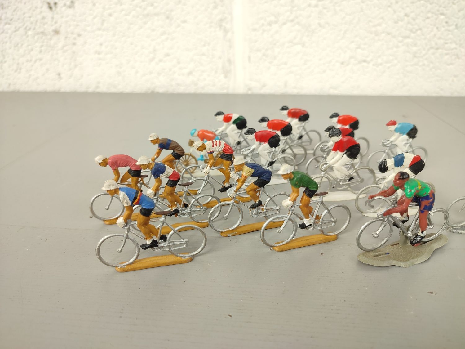 Lot of miniature cyclists