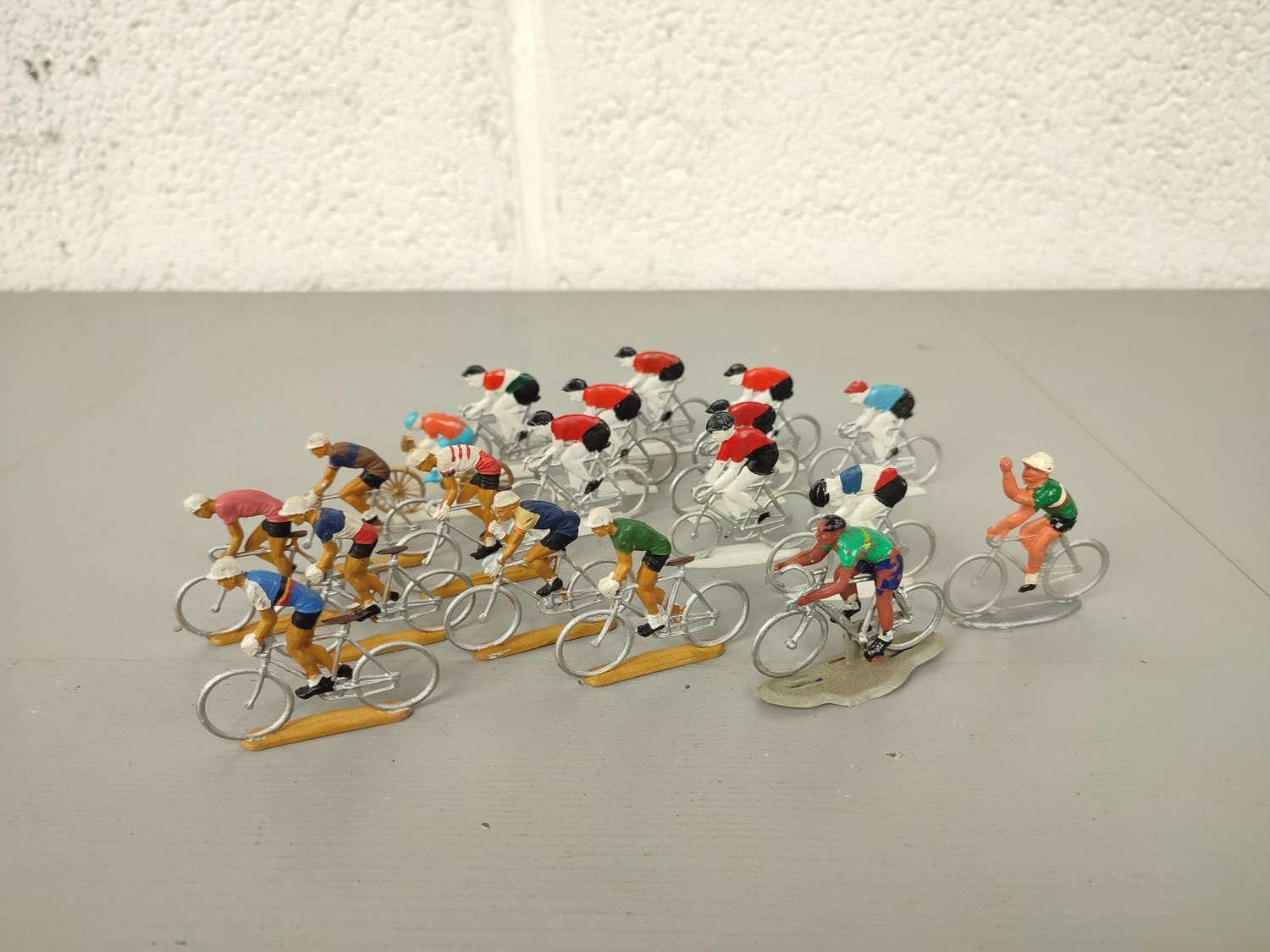 Lot of miniature cyclists
