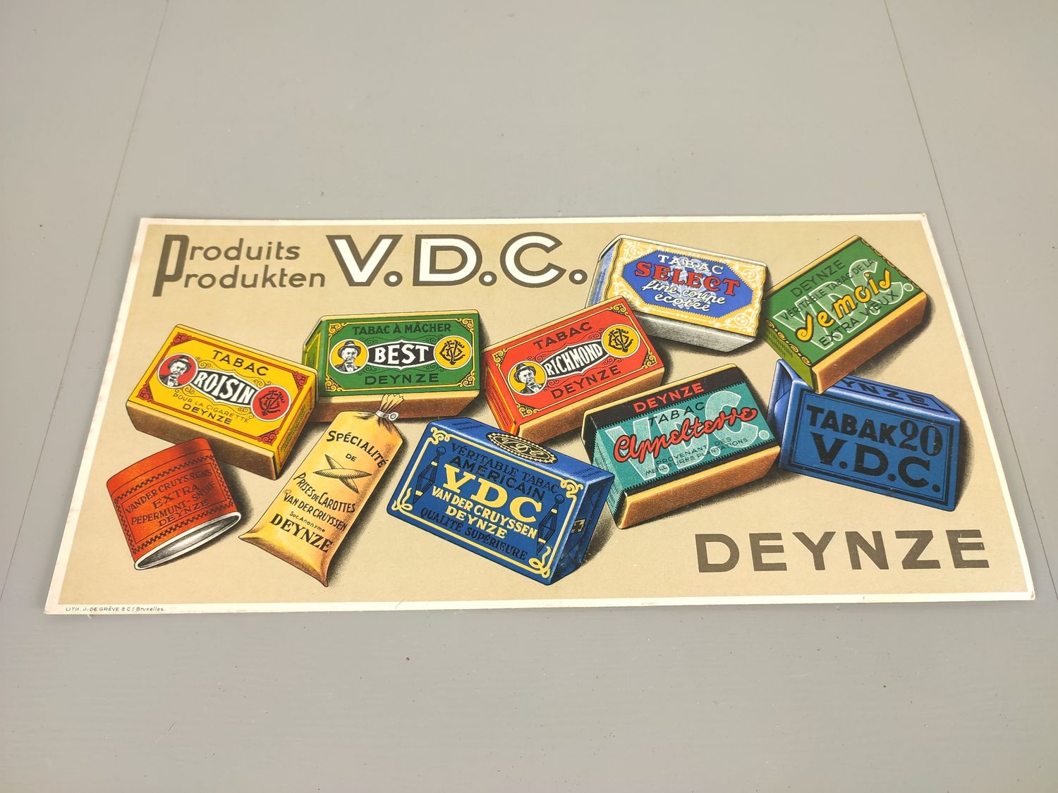 Old cardboard sign V.D.C. Deynze