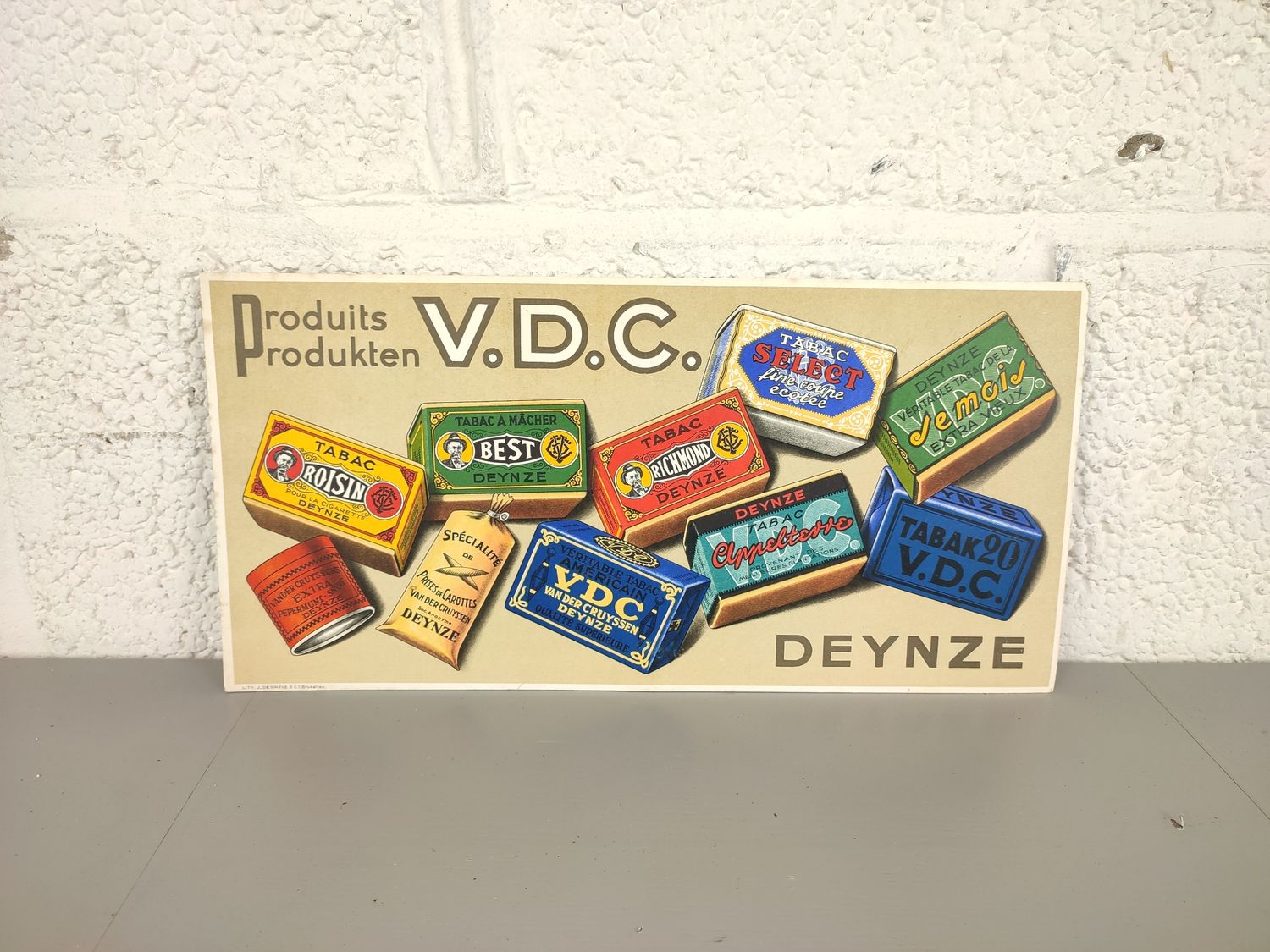 Old cardboard sign V.D.C. Deynze