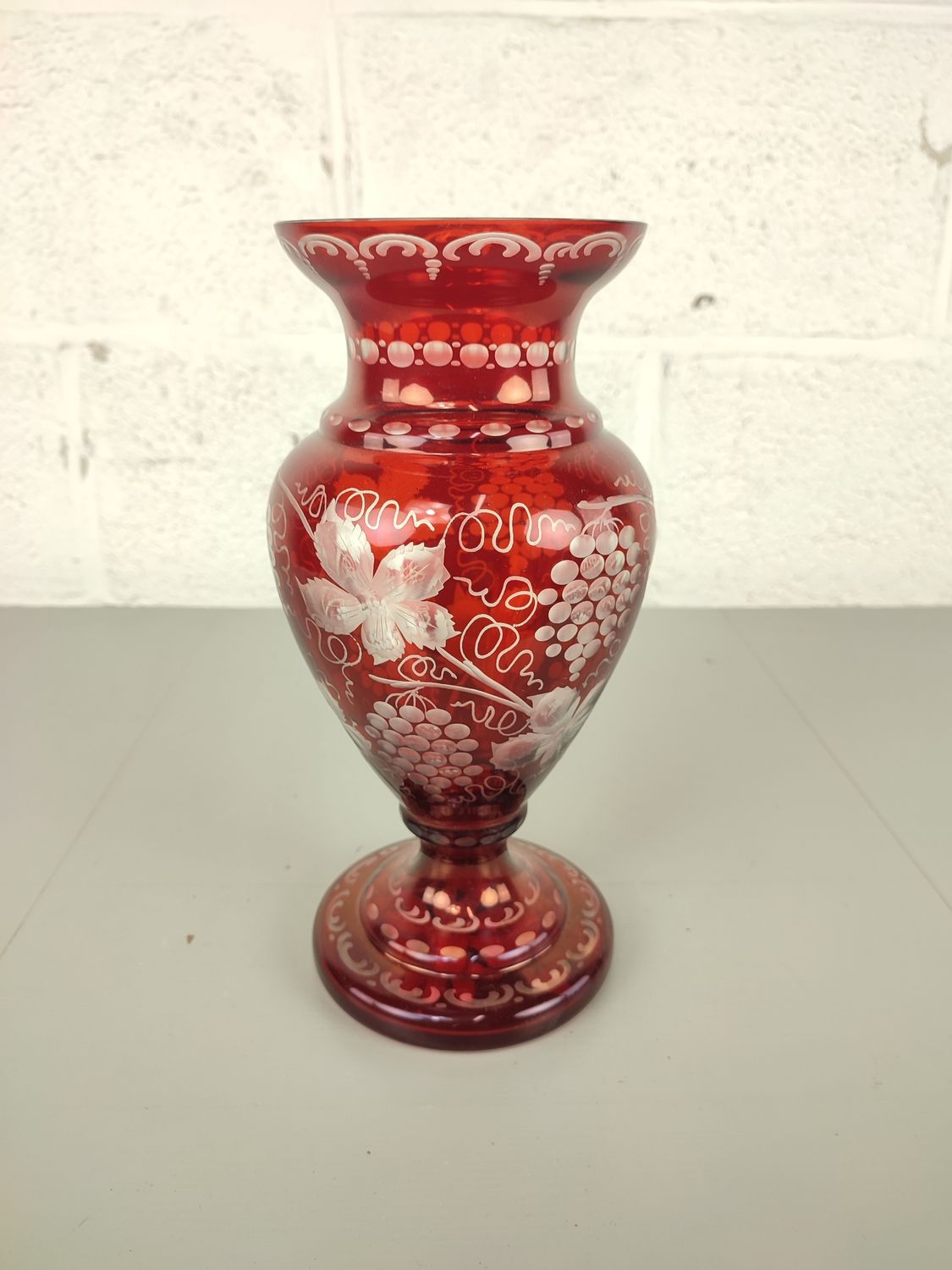 Red Bohemian crystal vase