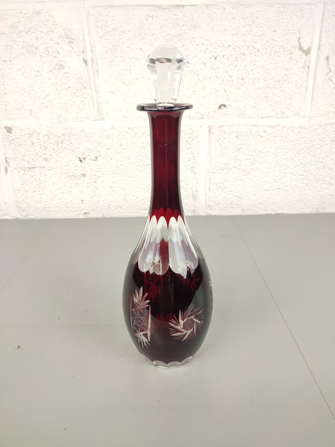 Ruby red crystal decanter