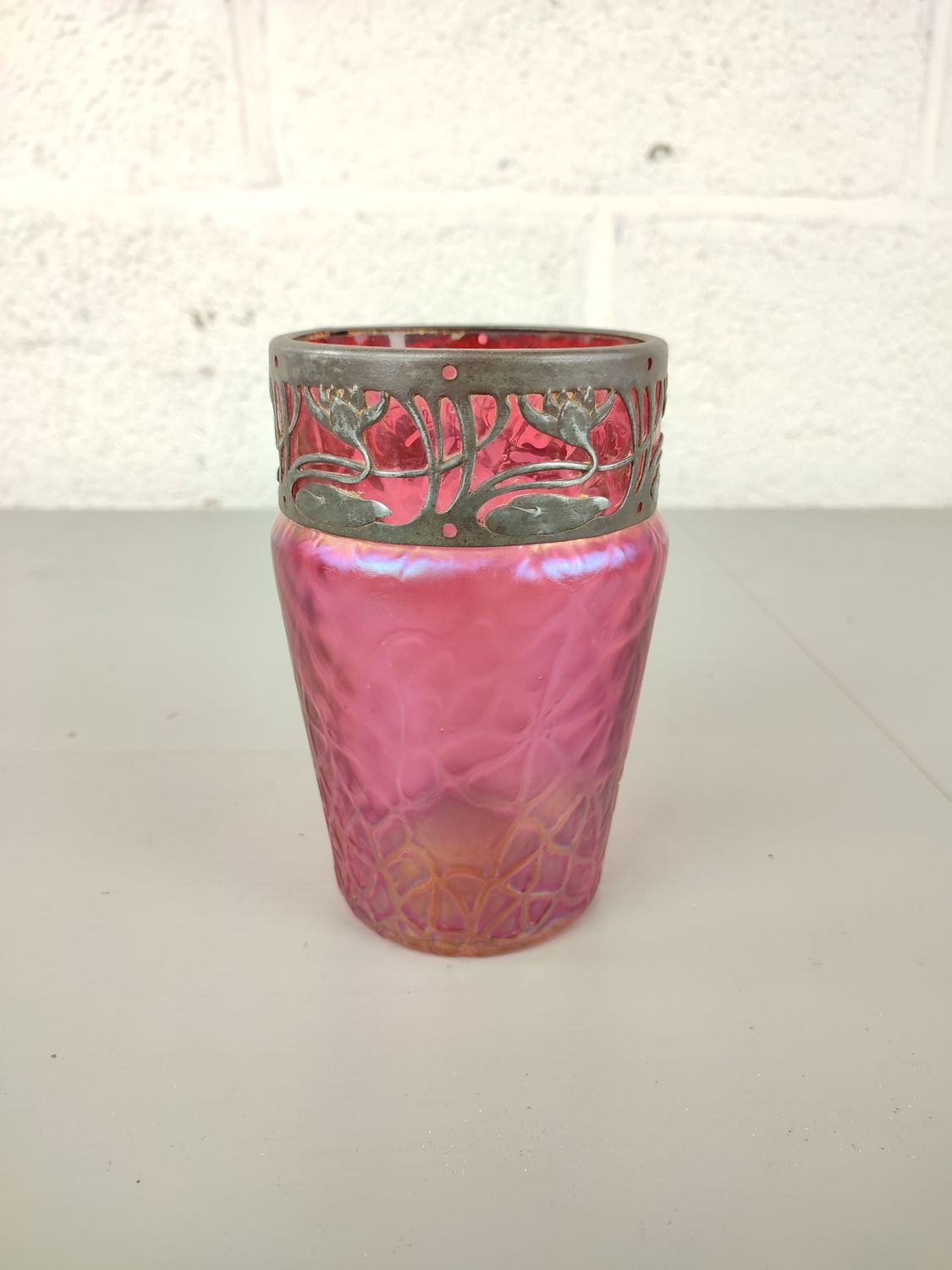 Antique iridescent glass vase