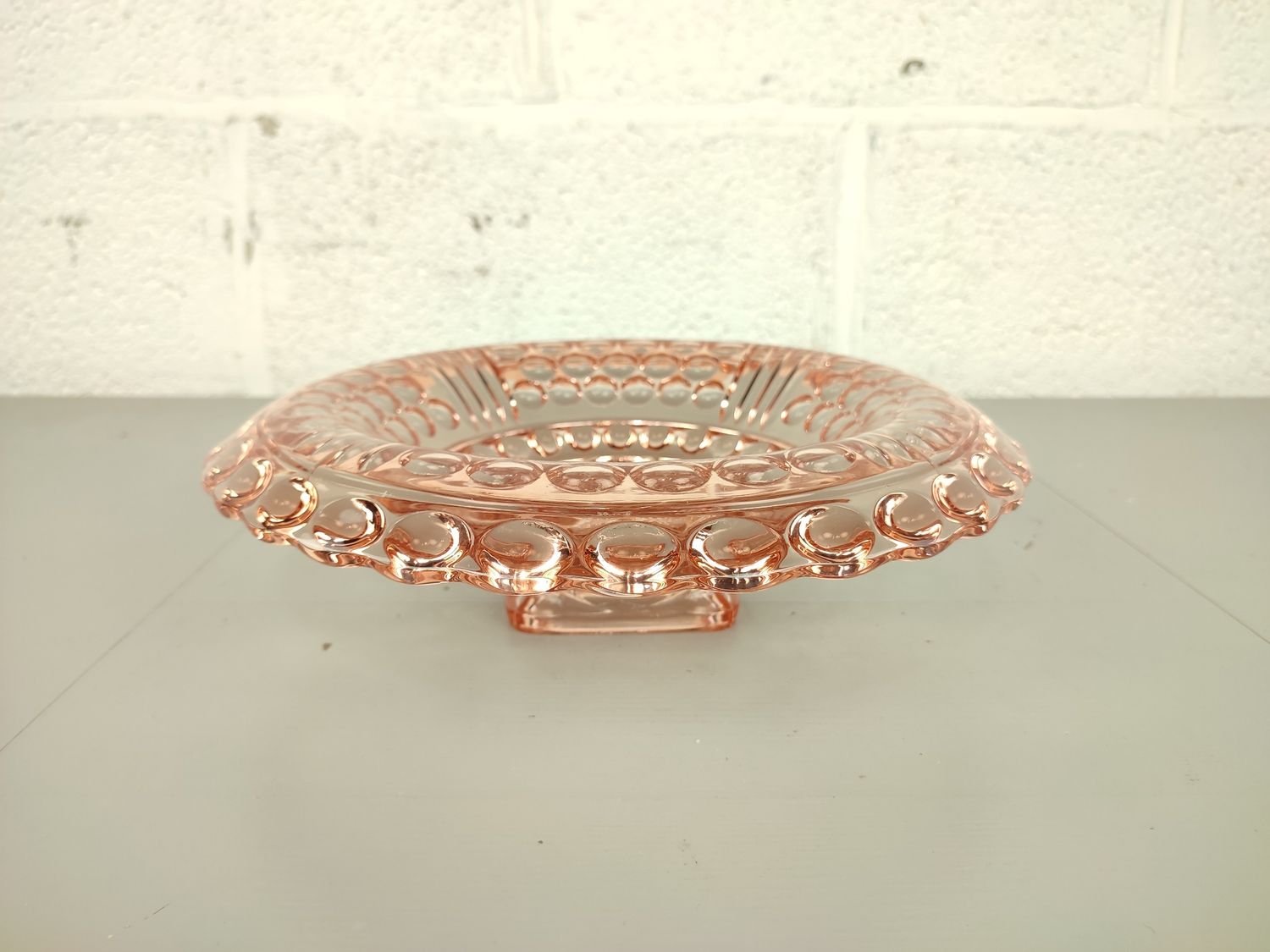Pink pressed glass bowl