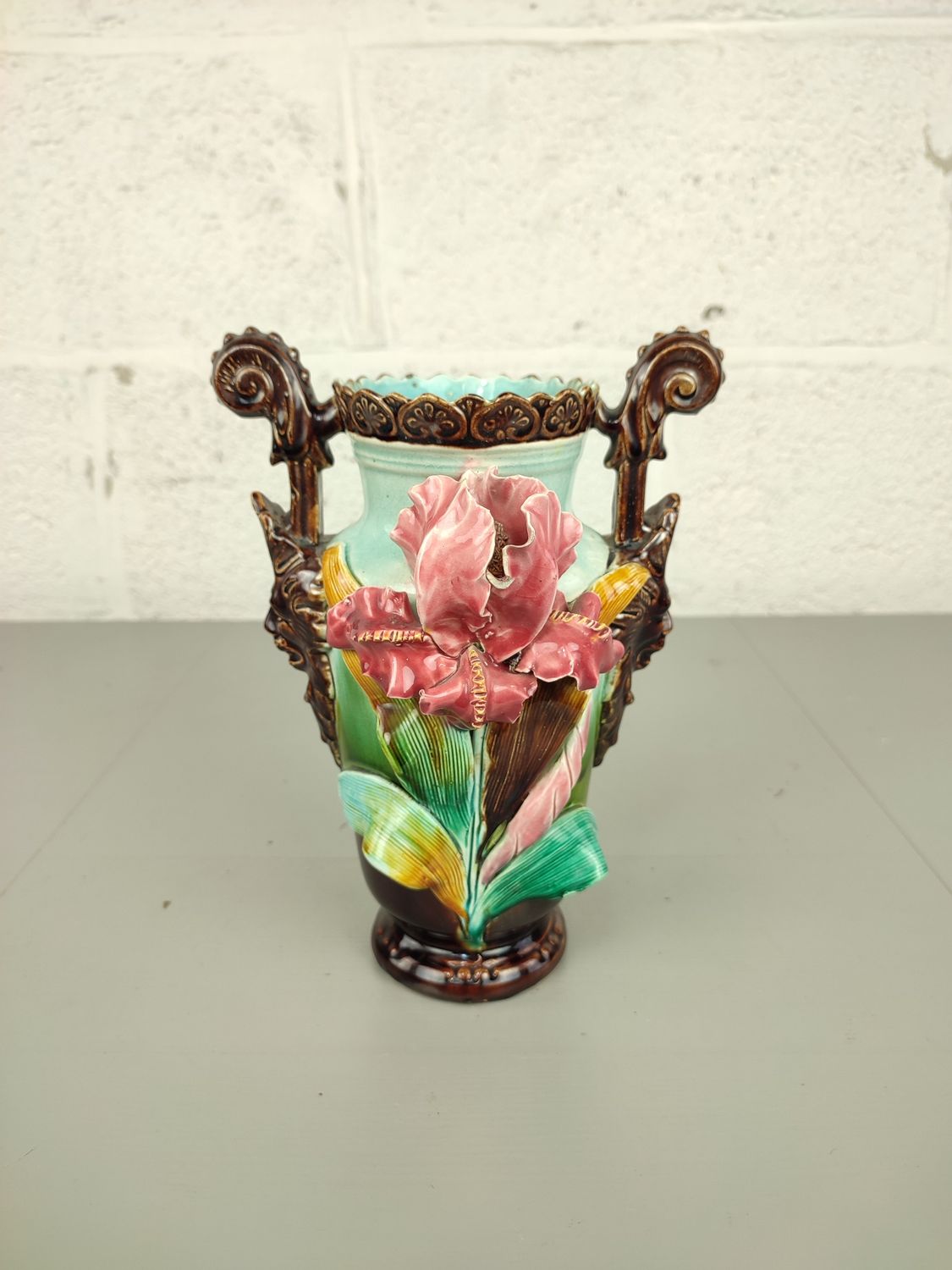 Antique French barbotine vase