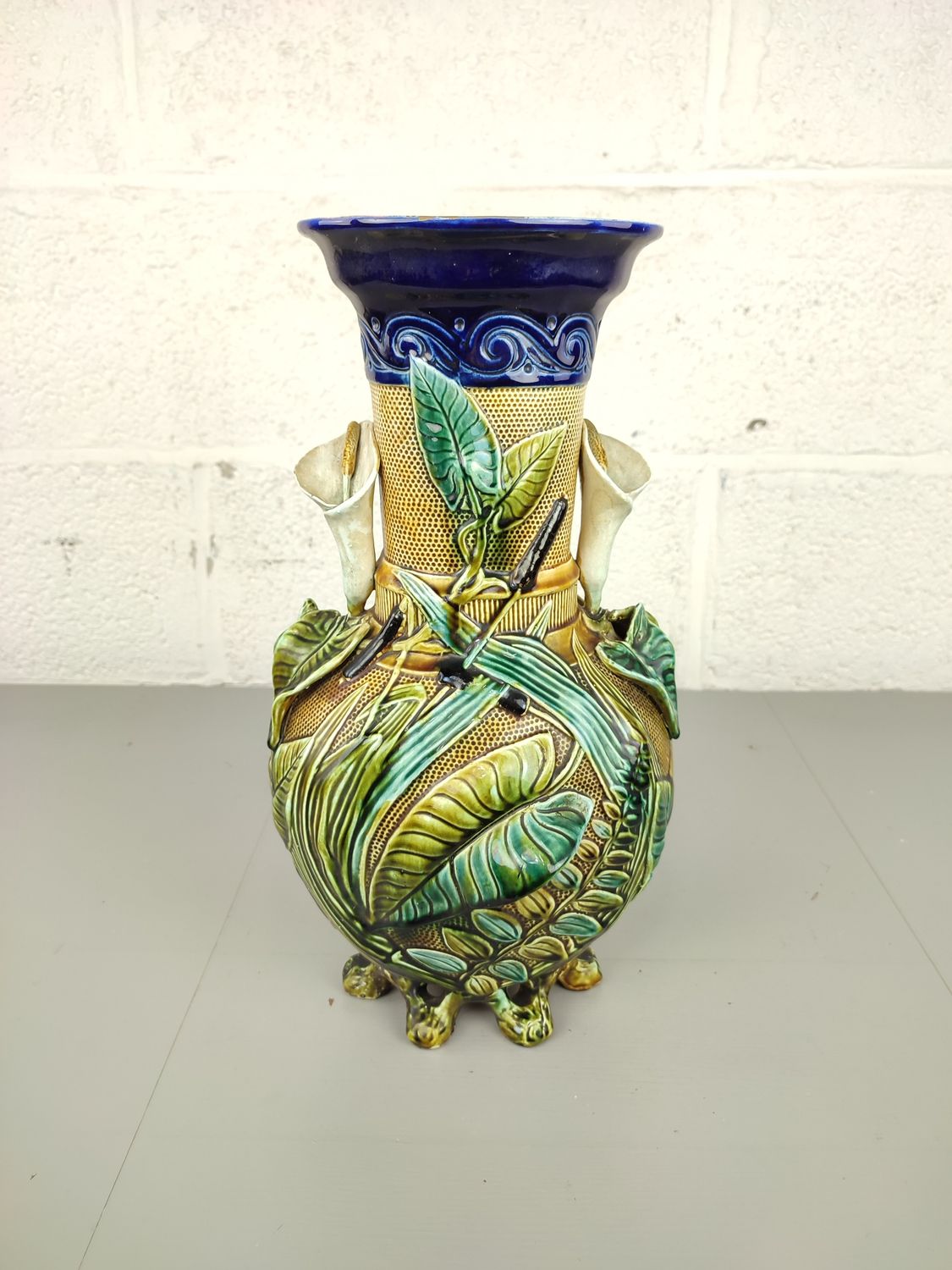 Antique French barbotine vase