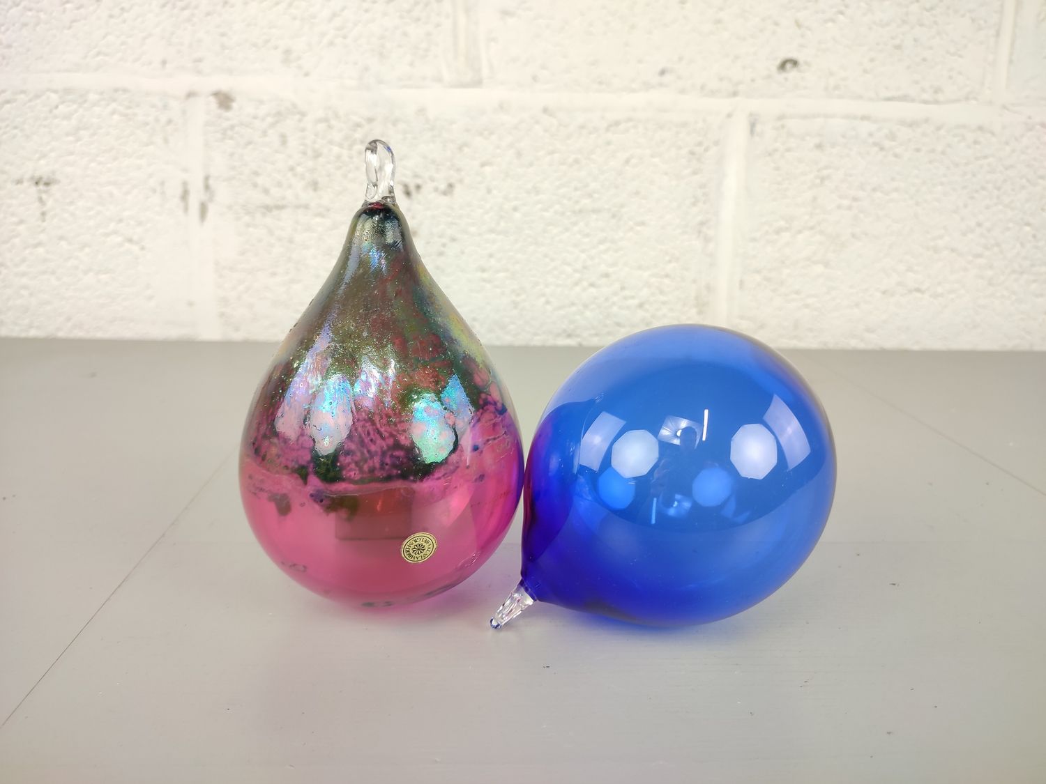 2 large crystal christmas balls Val Saint Lambert