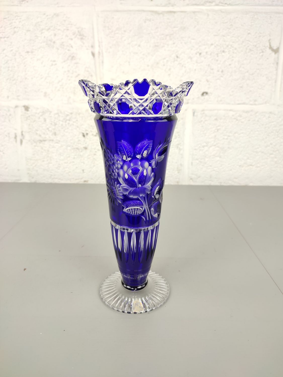 Cobalt blue crystal Meissen vase