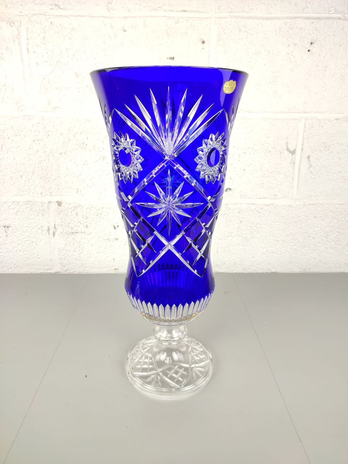 XL cobalt blue crystal vase