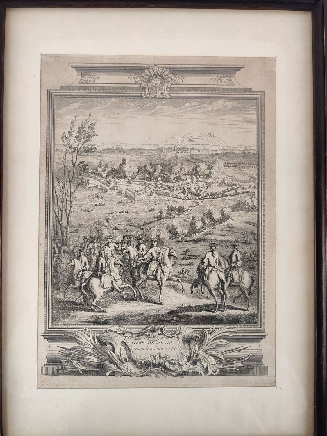 Antique engraving Siege of Menen 1744