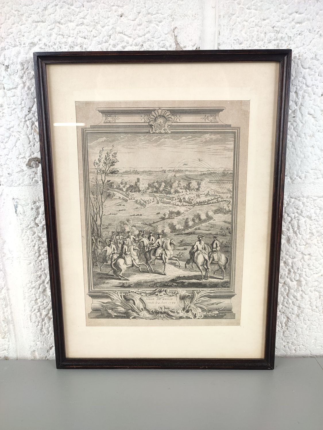 Antique engraving Siege of Menen 1744