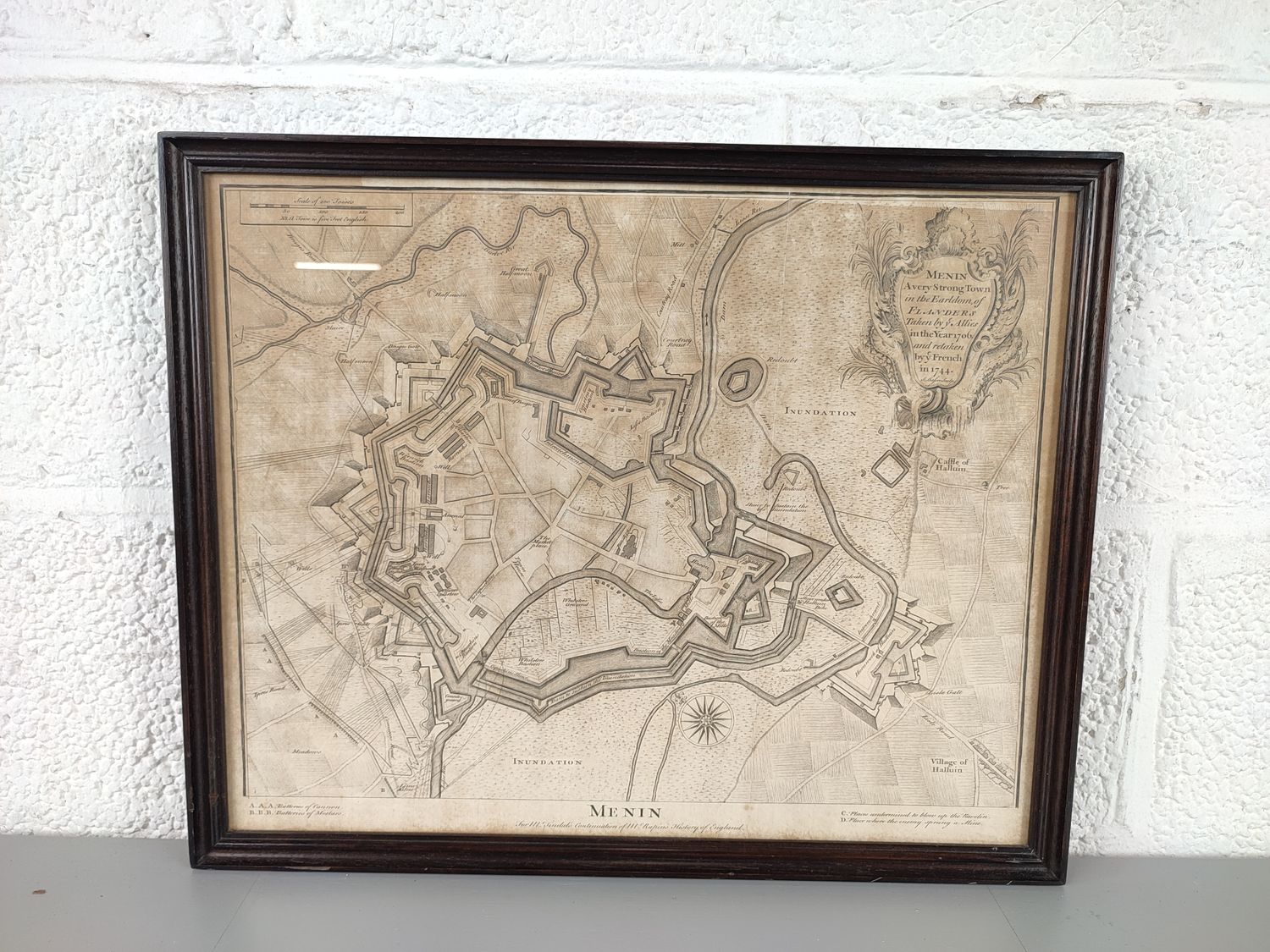 Antique map of Menin Ca. 1745