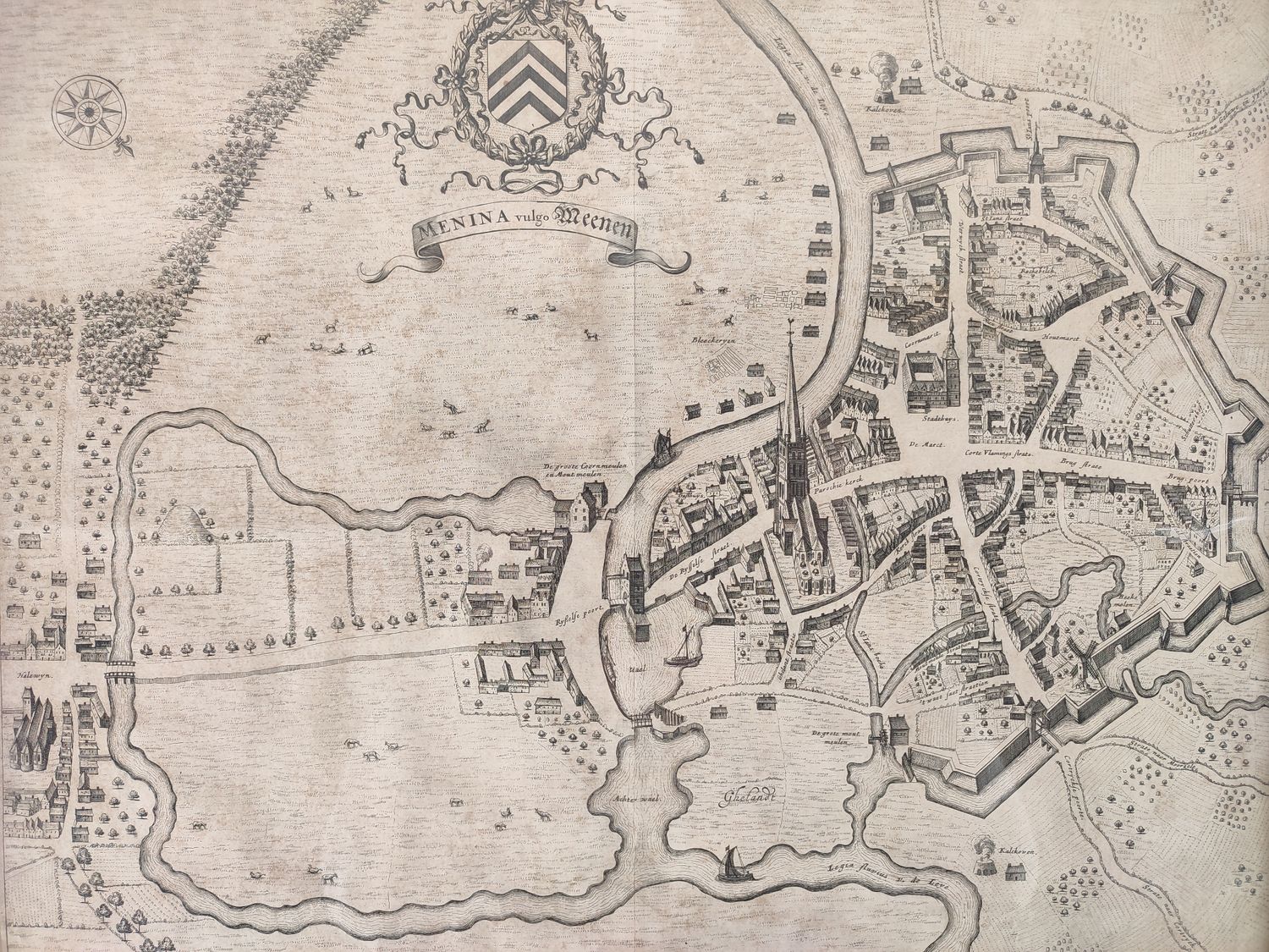 Antique map of Menen Ca. 1650