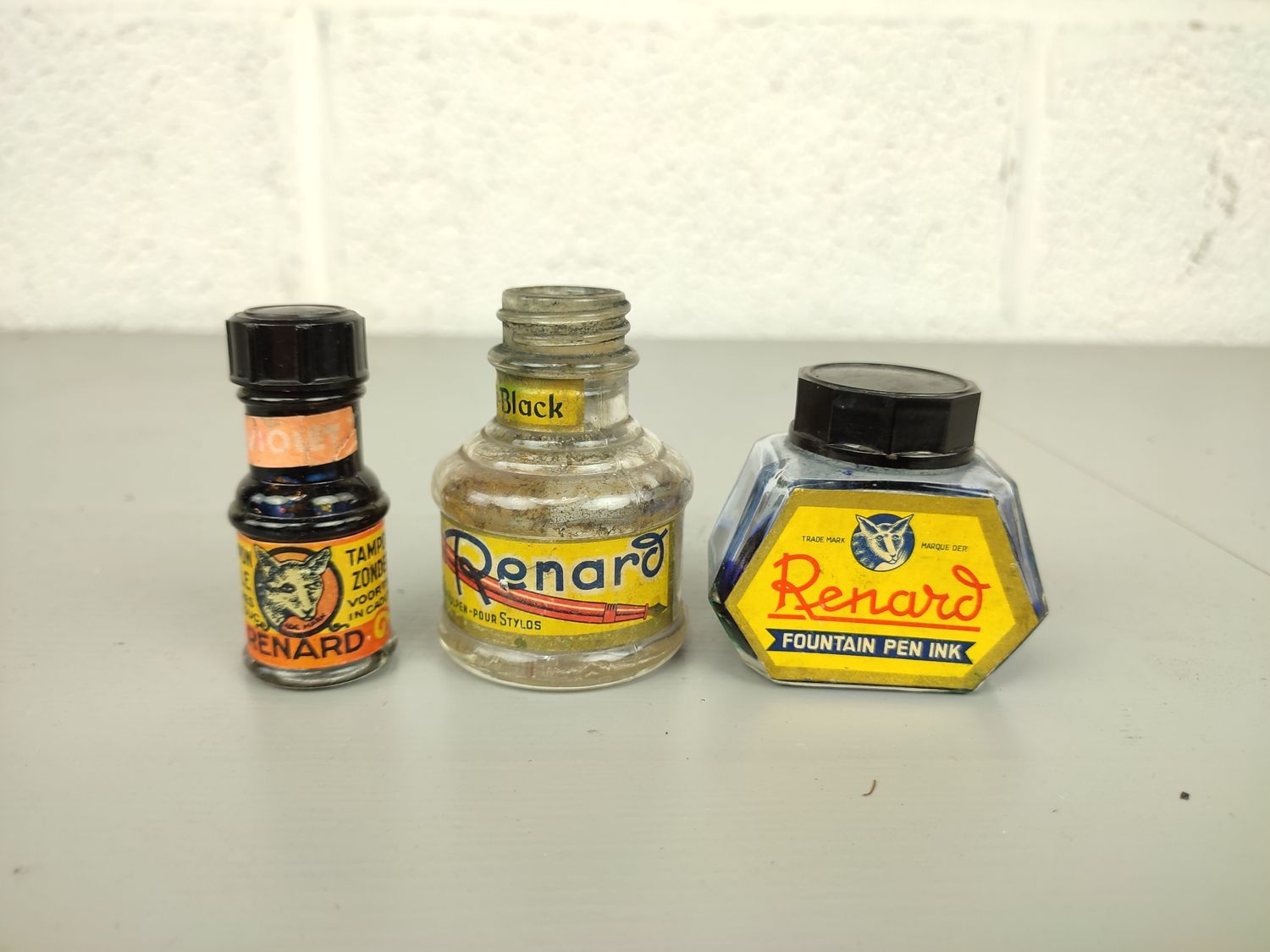 small glass ink bottles