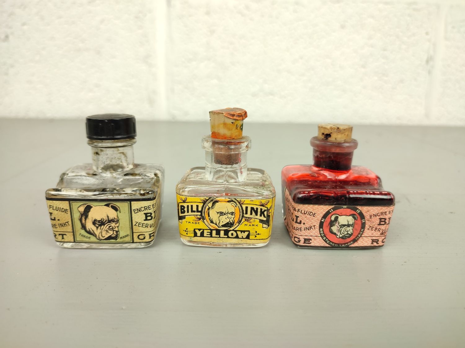 small glass ink bottles
