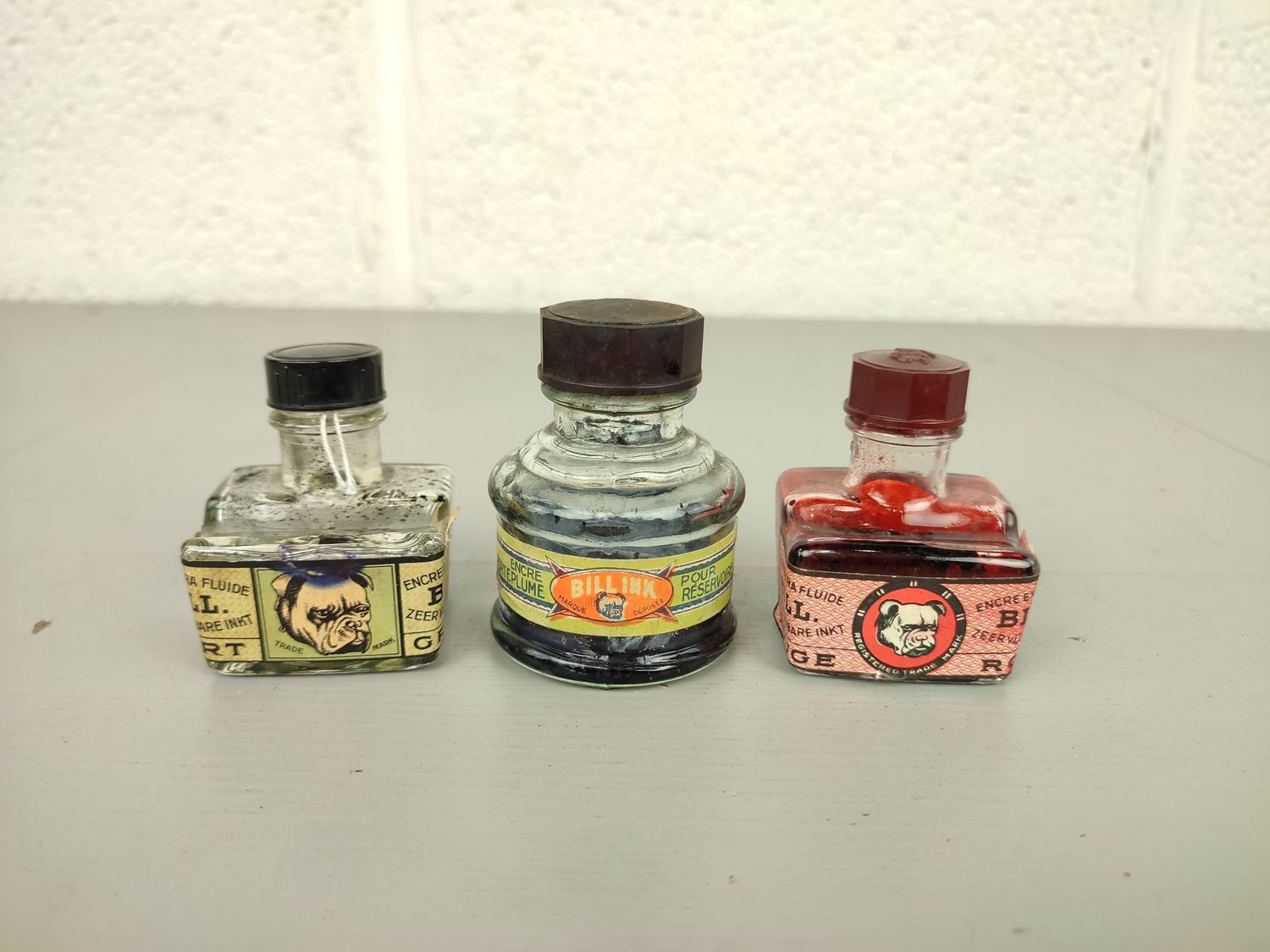small glass ink bottles