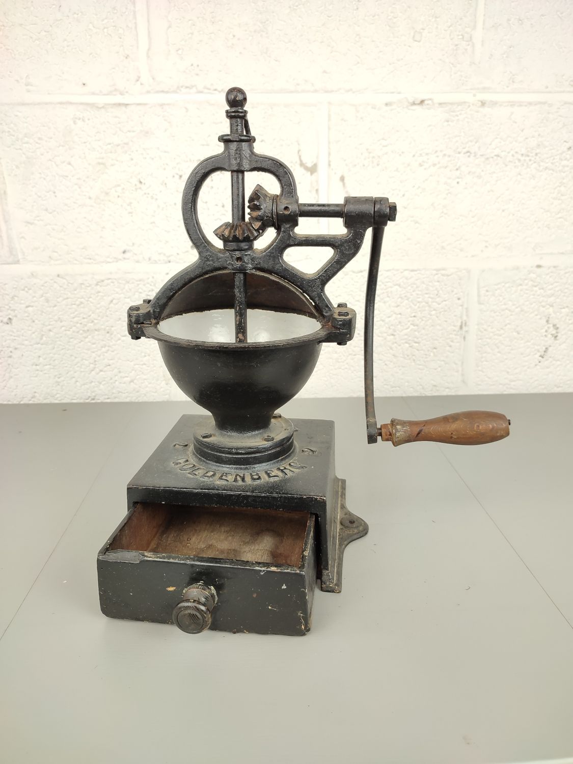 Large antique coffee grinder Goldenberg