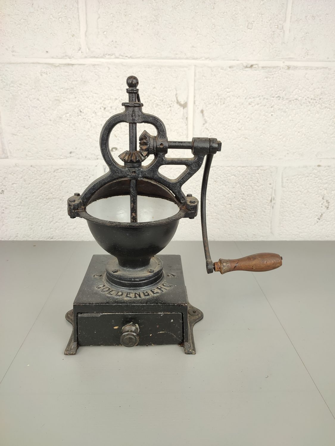 Large antique coffee grinder Goldenberg