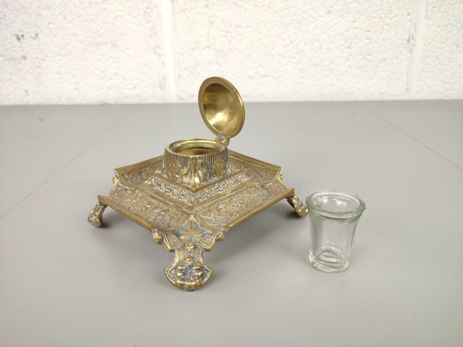 Brass inkstand