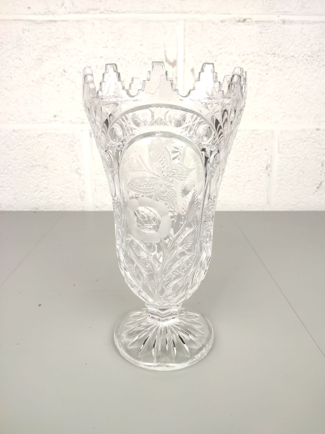 Large crystal cut vase