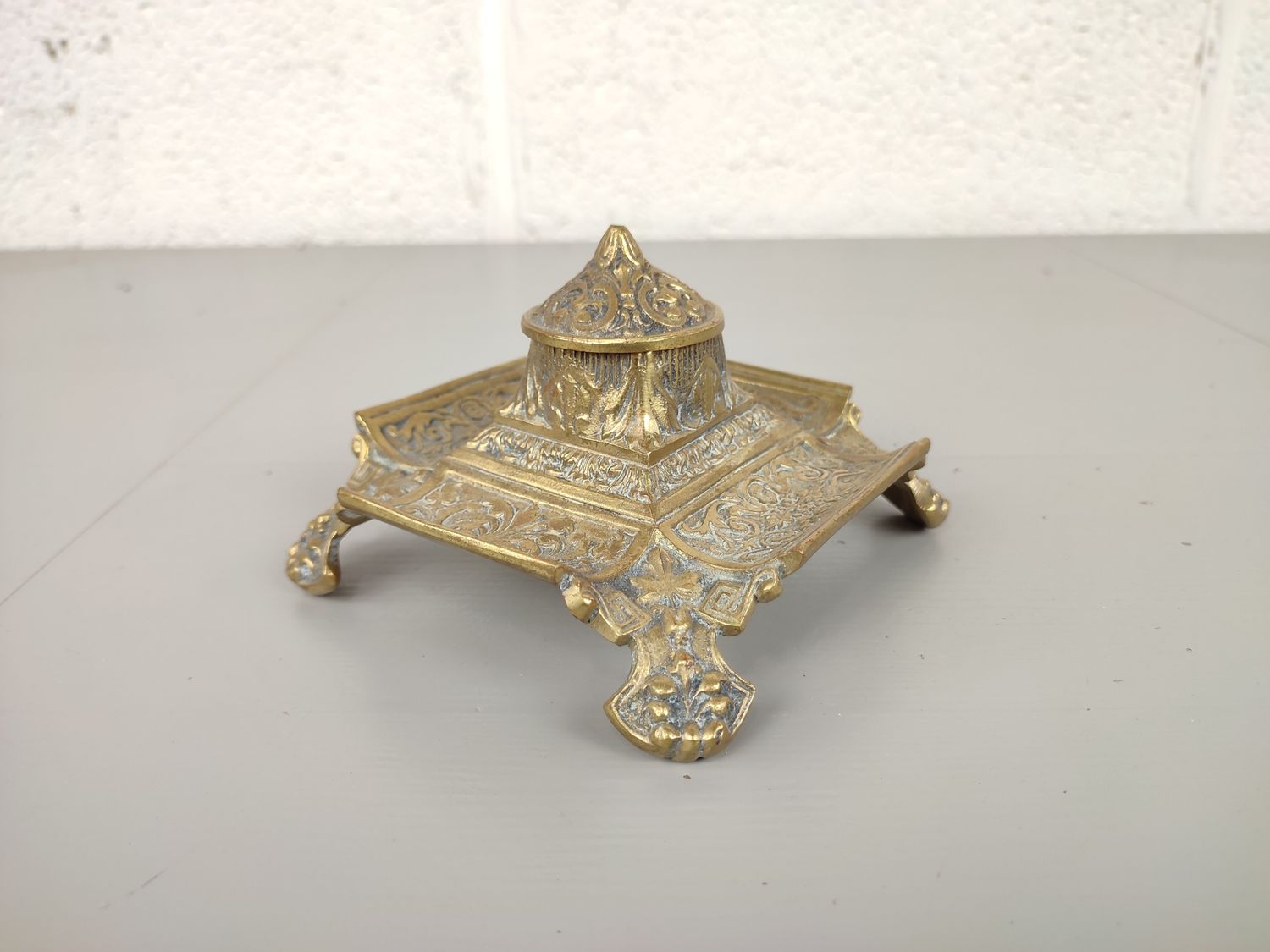 Brass inkstand