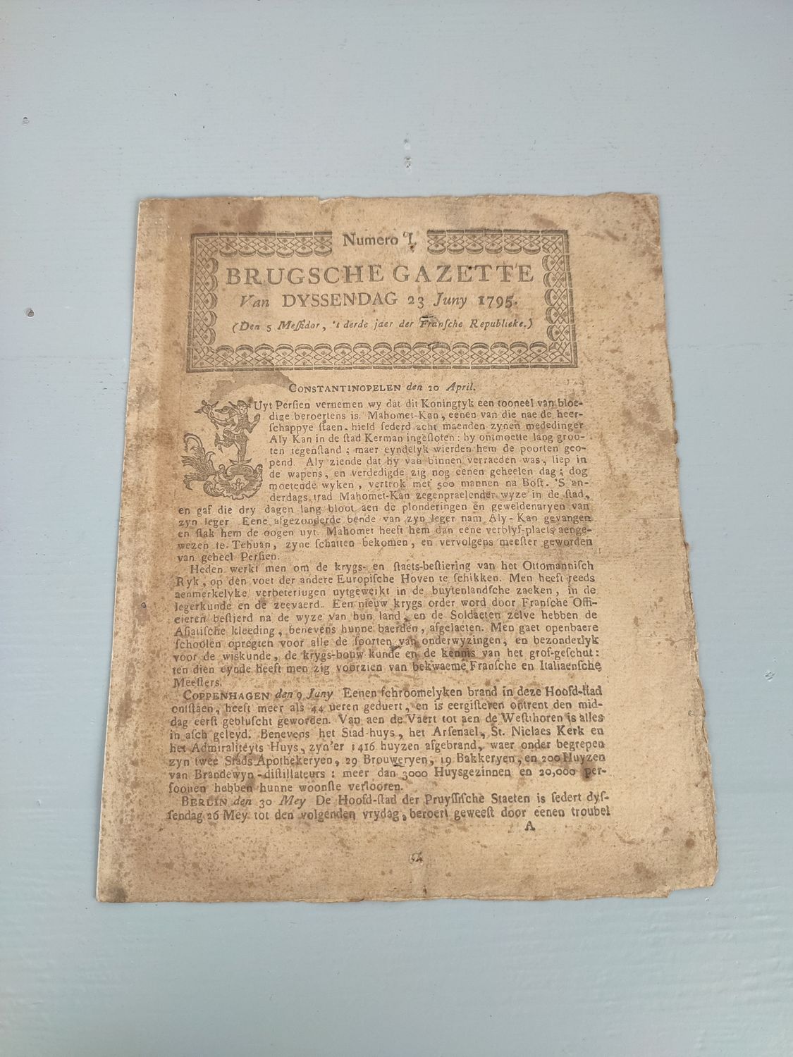 1st edition of the Brugsche gazette (1795)