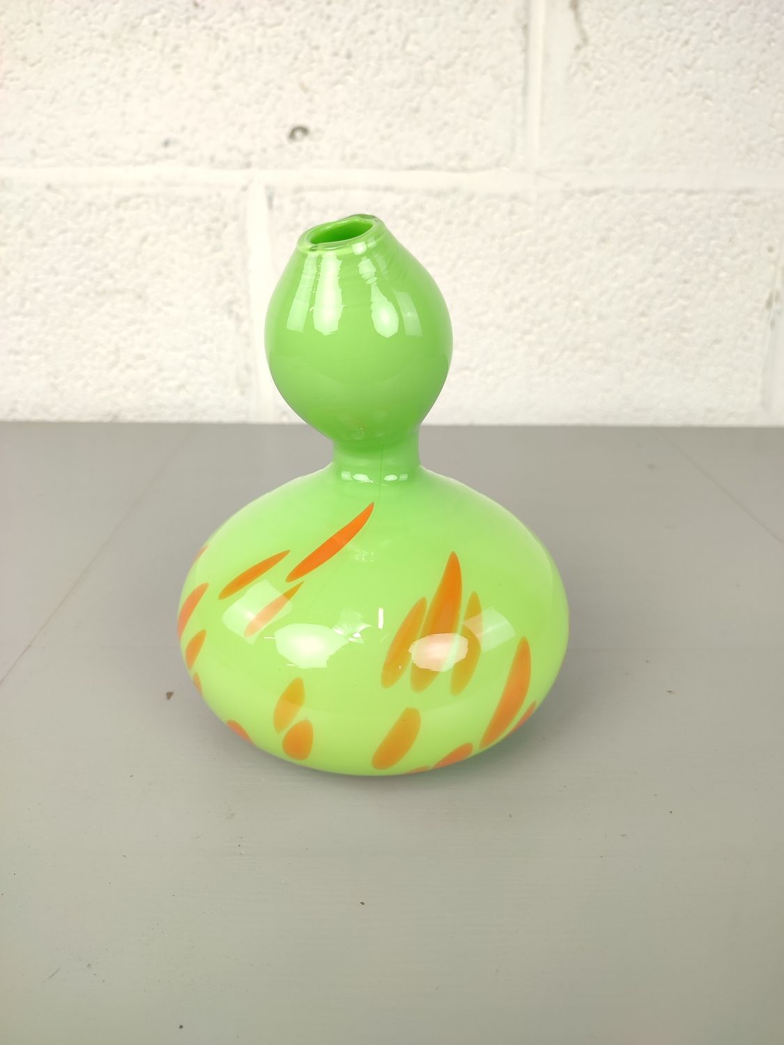 Vintage green glass vase