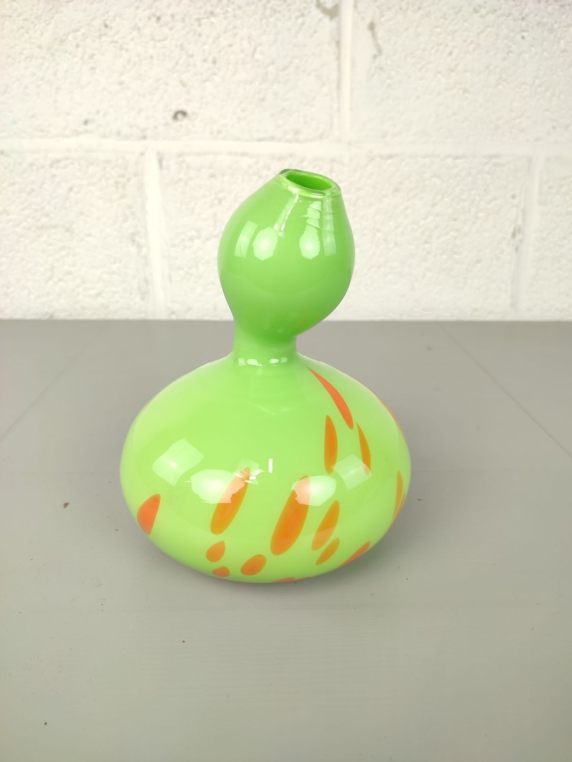 Vintage green glass vase