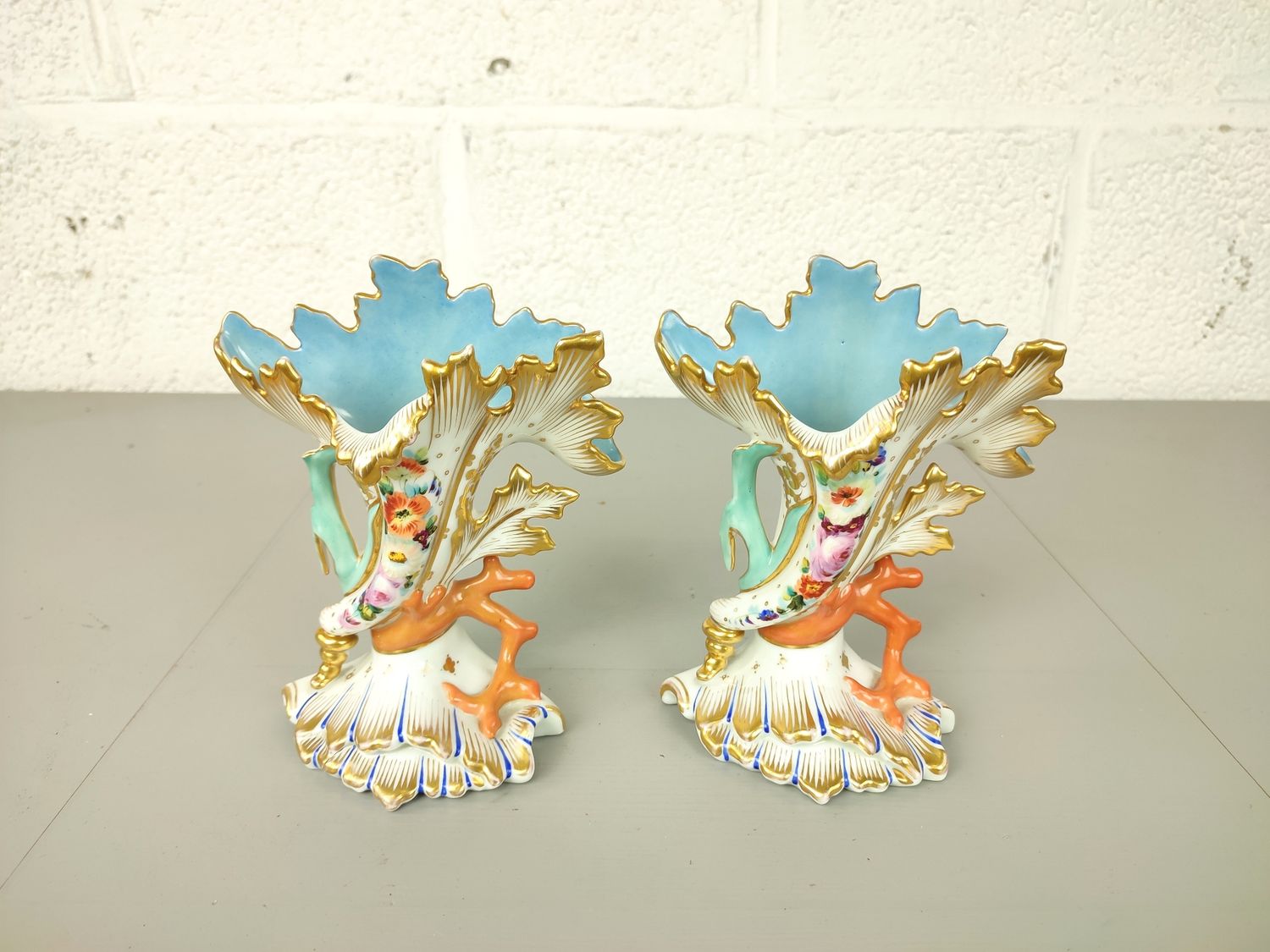 Pair of colorful porcelain vases
