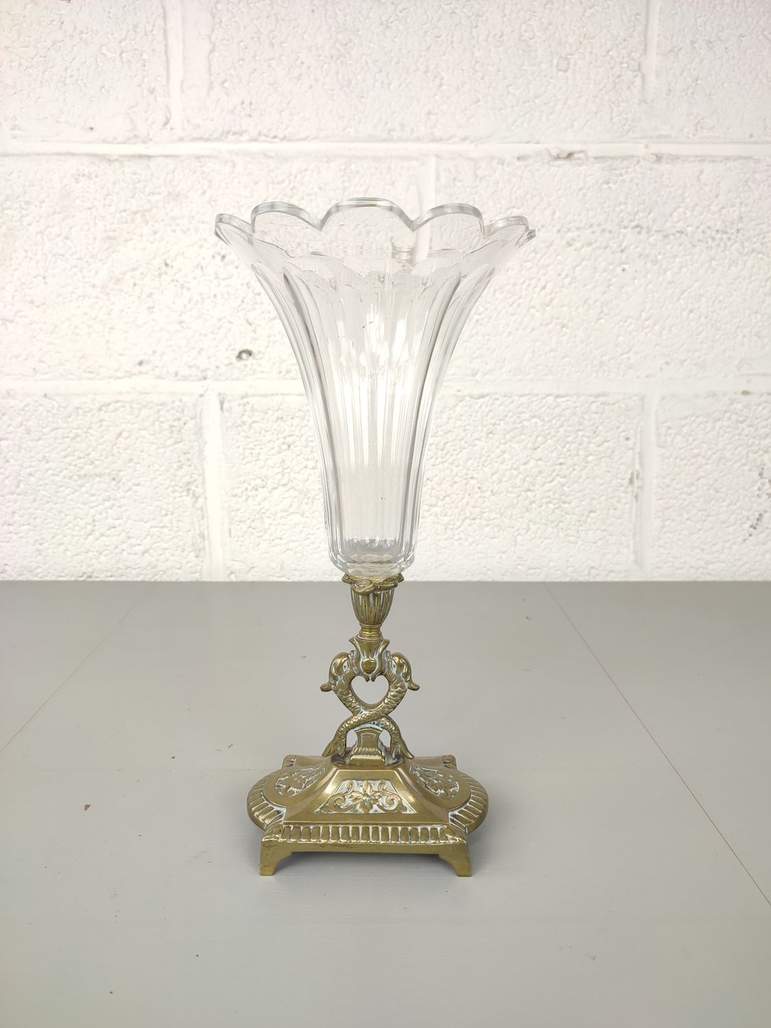 Crystal vases on a bronze base