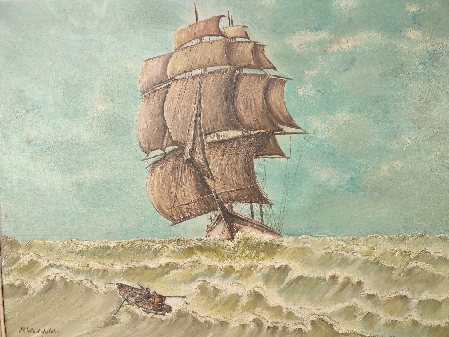 M. Wustefeld - large painting with sailship
