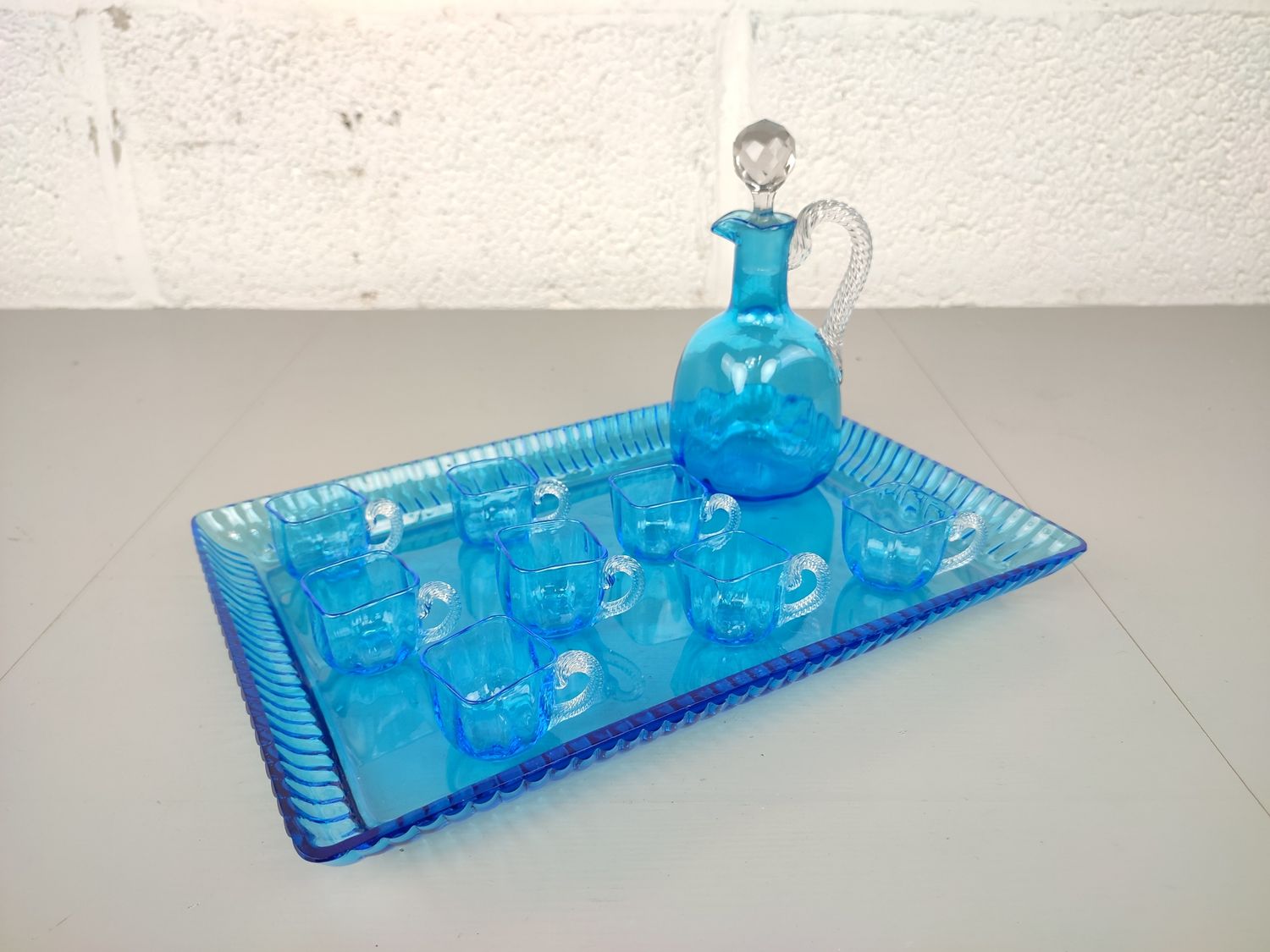 Vintage blue glass service George Sand
