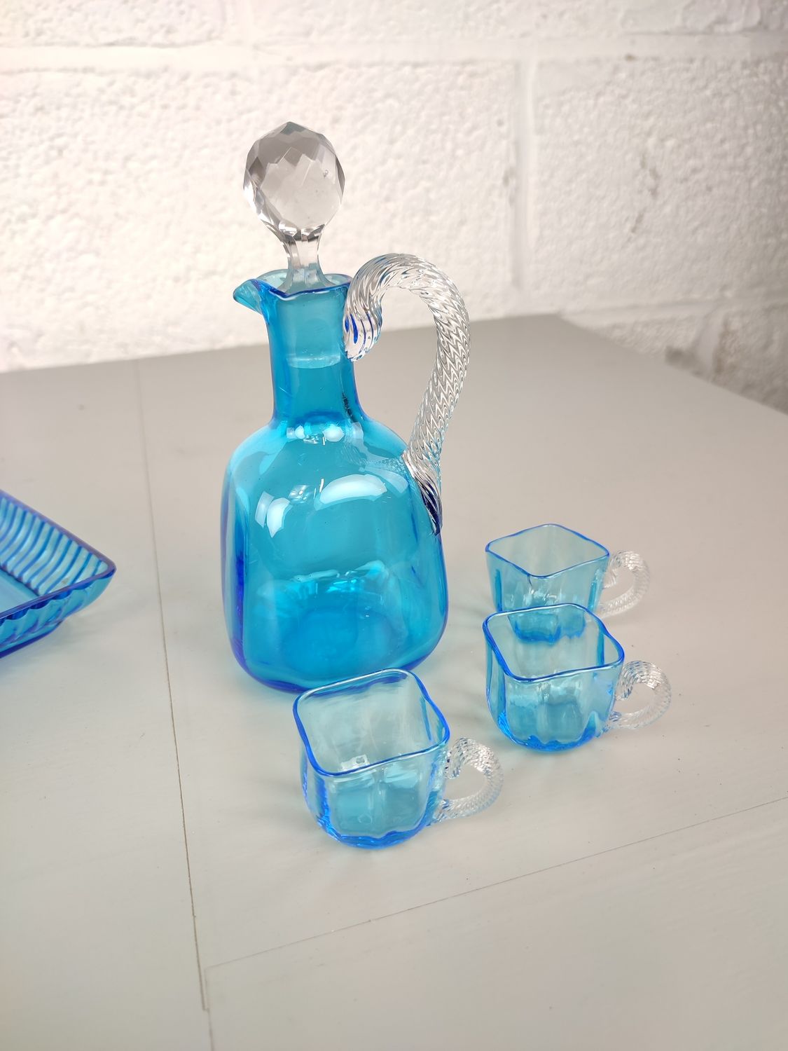 Vintage blue glass service George Sand