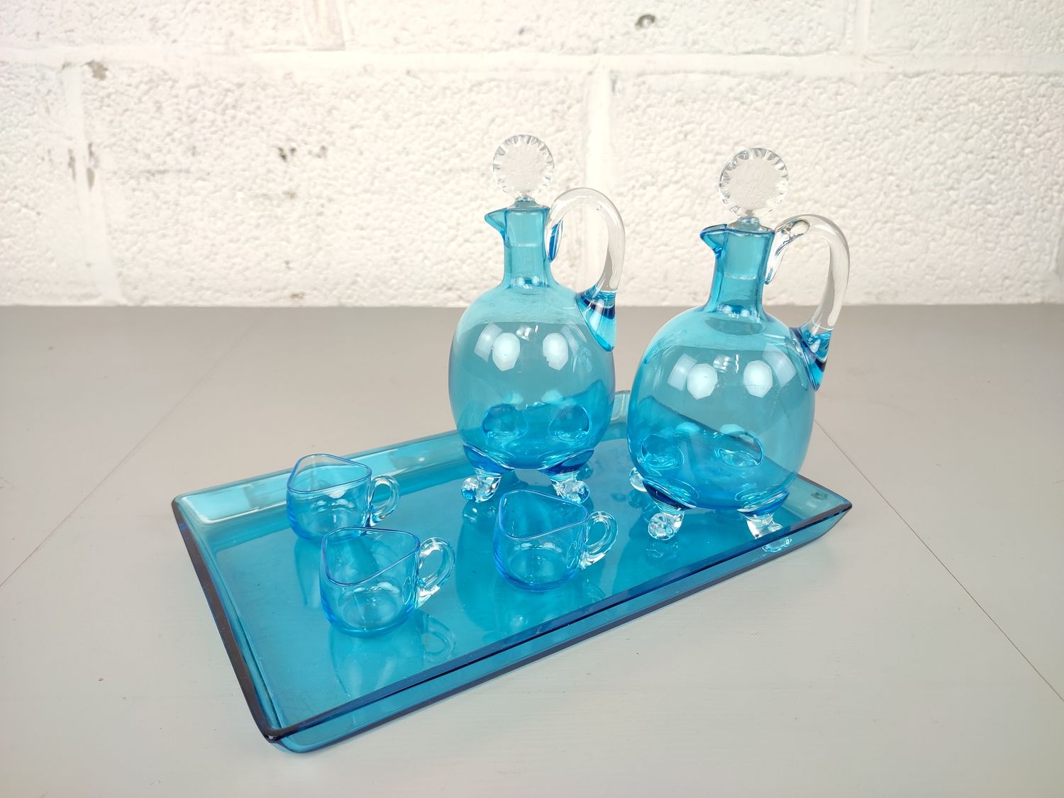 Vintage blue glass service
