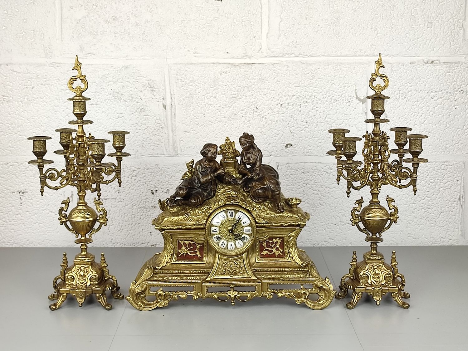 Large brass and bronze mantelpiece