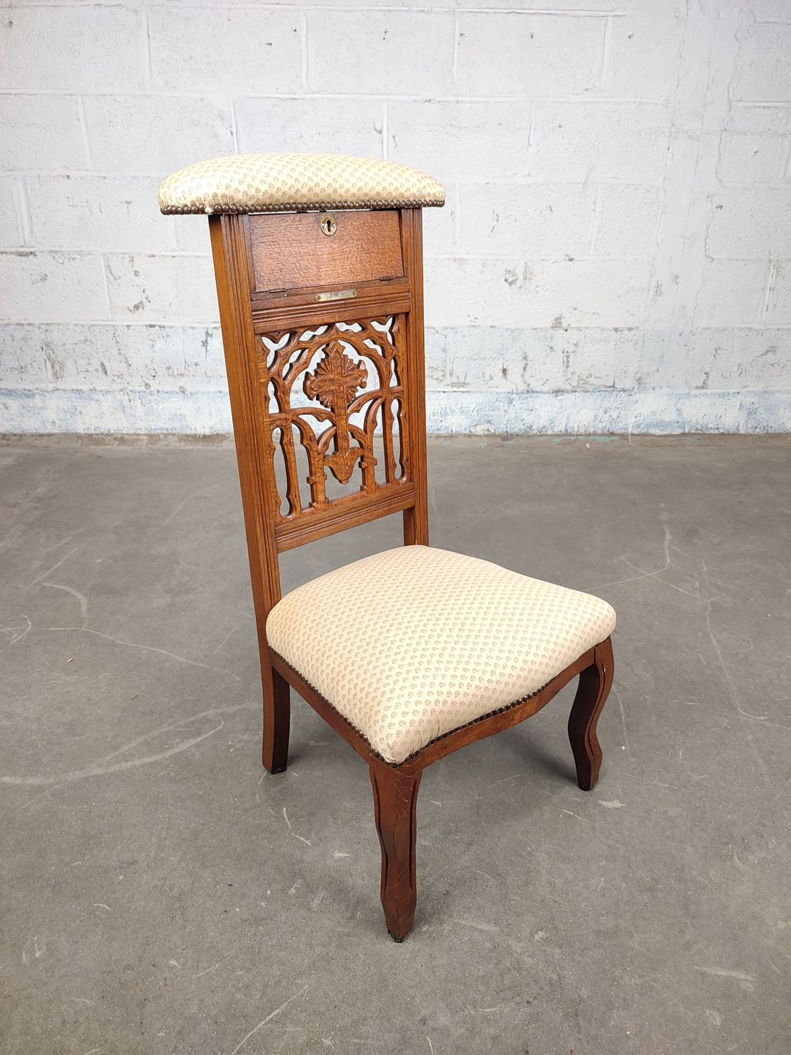 Antique oak church chair