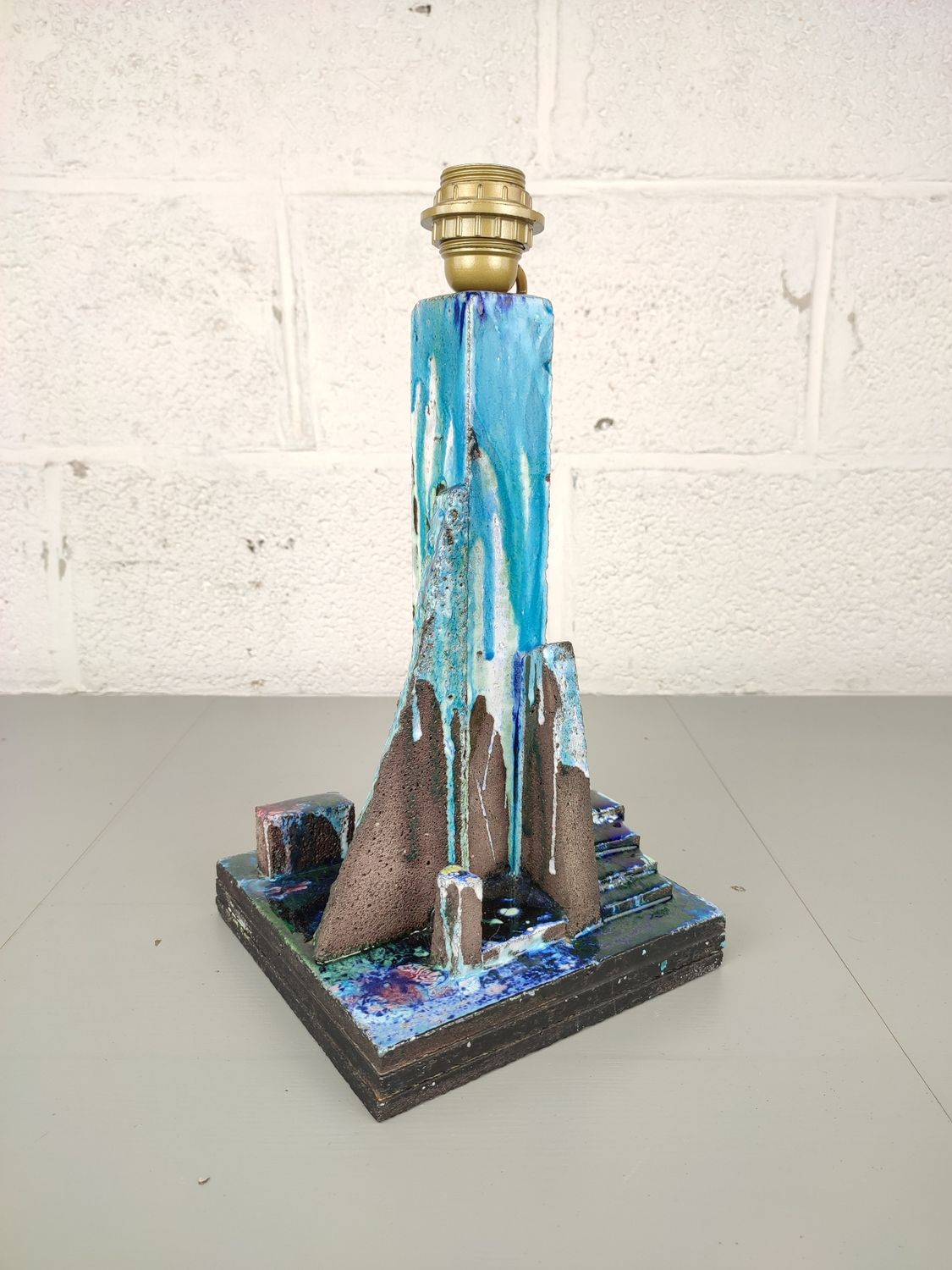 Unique lamp base in lava stone