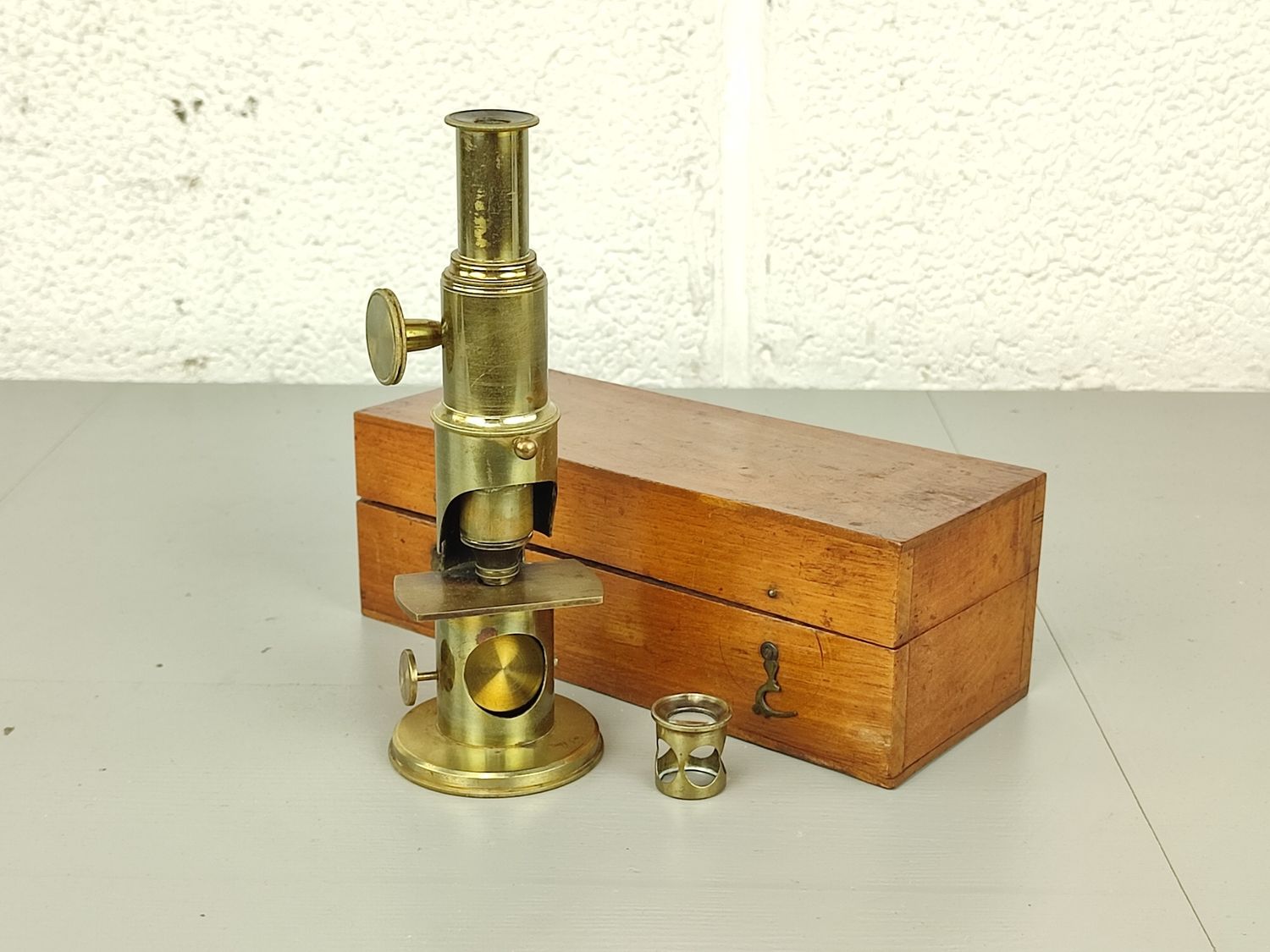 Antique compound drum microscope