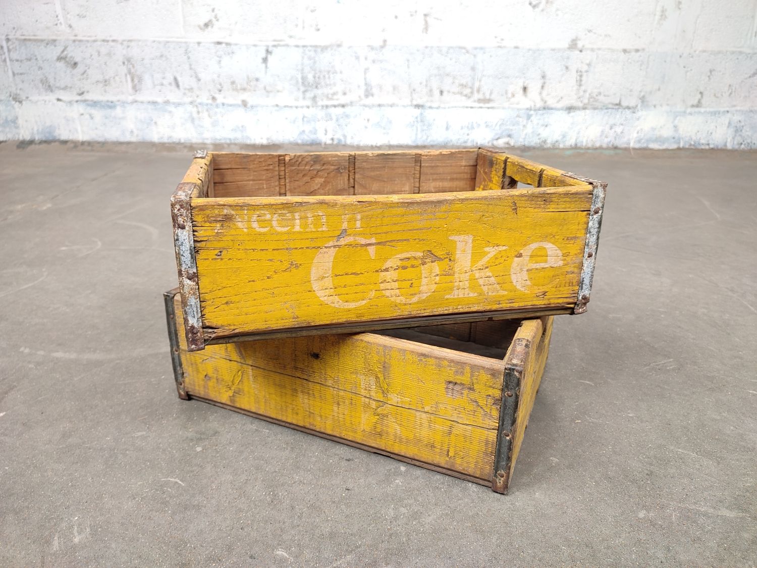 2 old wooden Coca-Cola crates