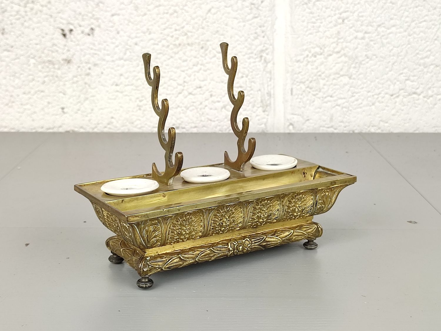 Antique gilt bronze inkwell