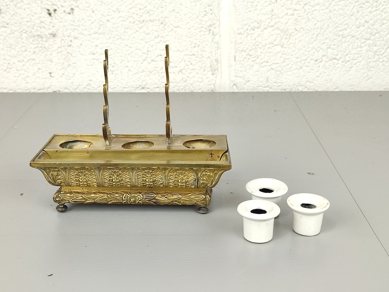 Antique gilt bronze inkwell