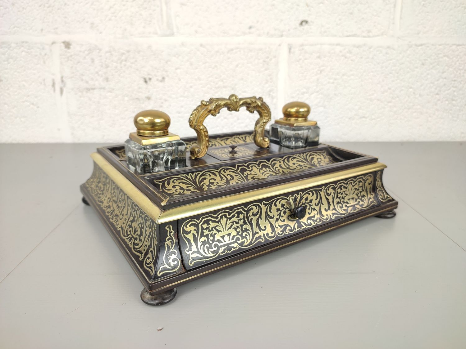 Antique Boulle inkwell, 19th century
