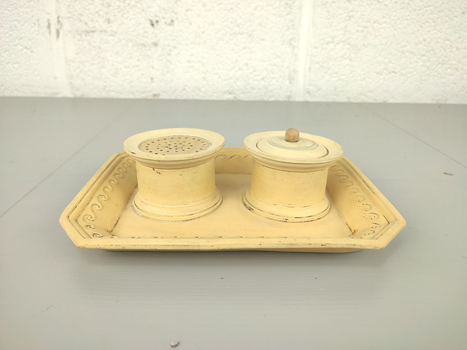 Antique creamware inkstand, 18th century England