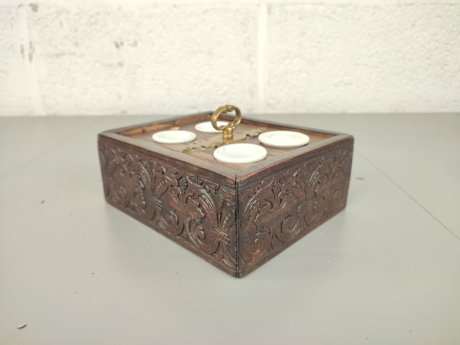 Antique wooden ink stand