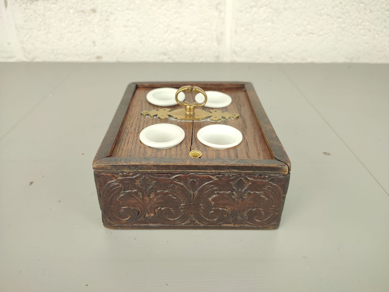 Antique wooden ink stand
