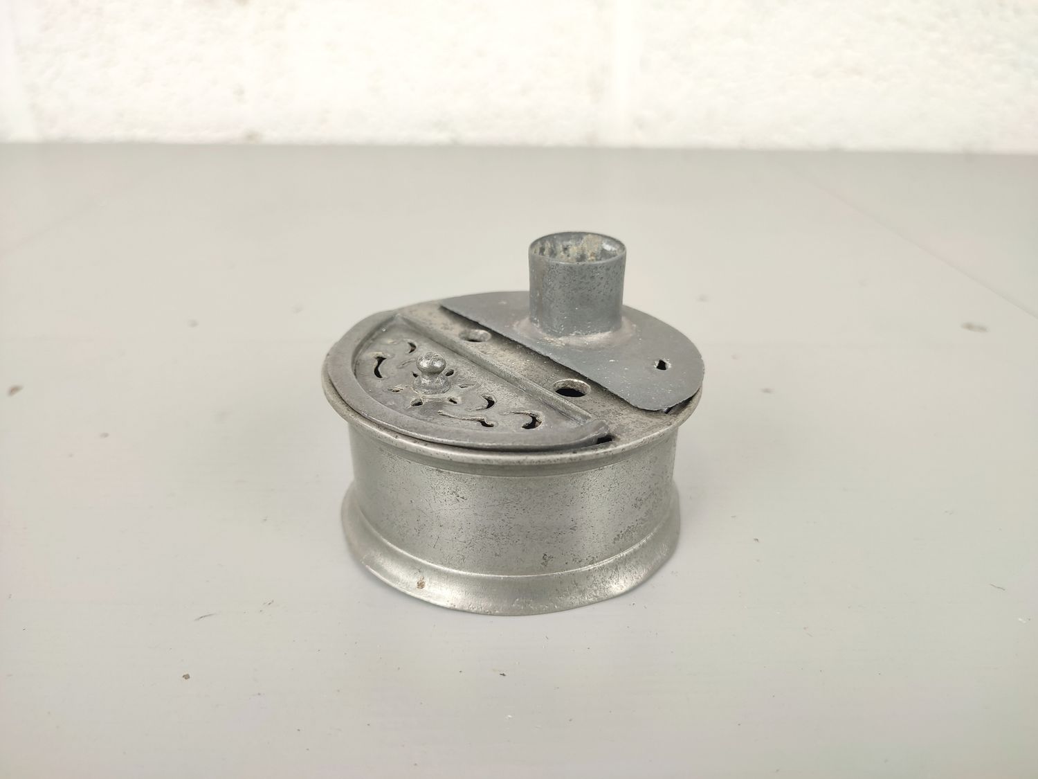 Antique pewter inkstand