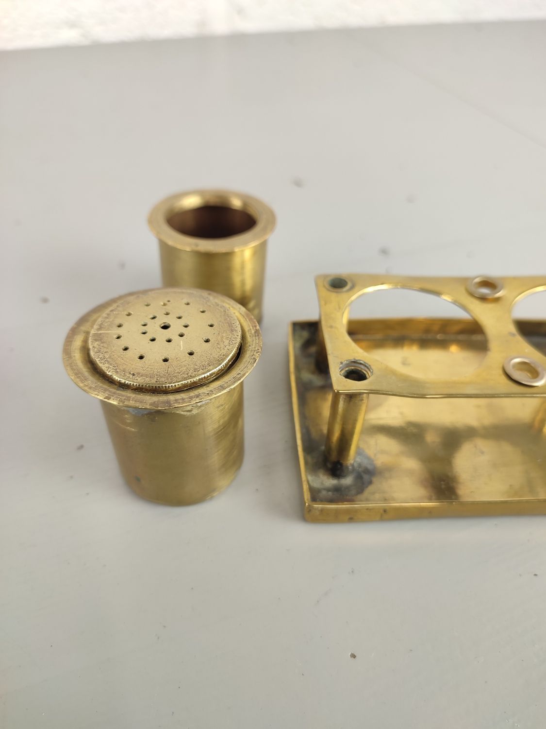 Antique brass ink stand